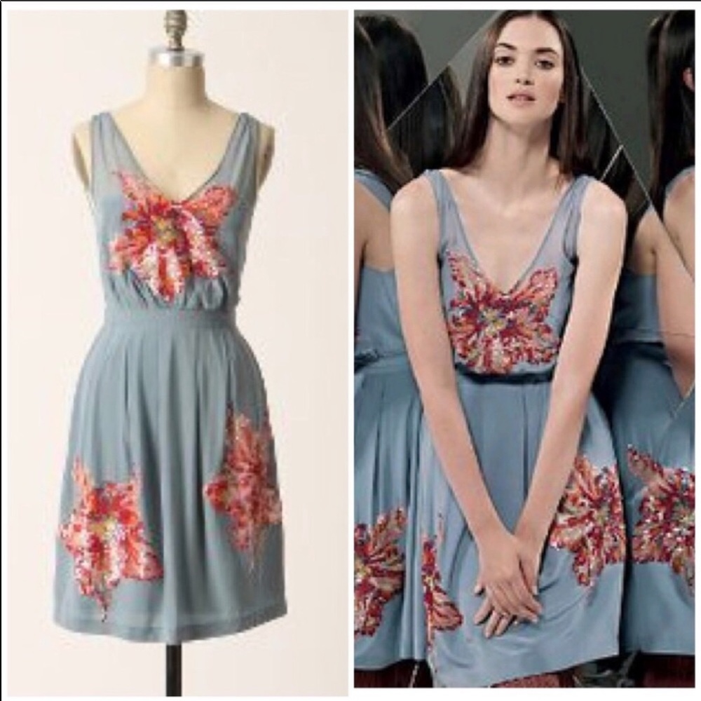 Anthropologie sleeveless and beaded dress